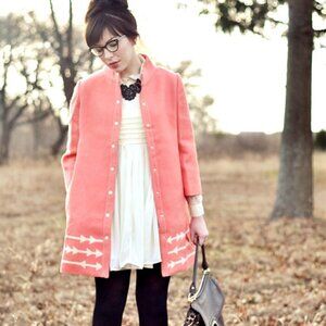 Anthropologie Lauren Moffatt "Eastward" Coral Wool Coat Women's Size small